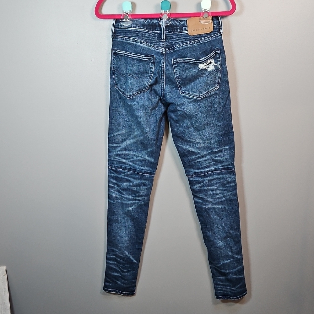 American Eagle Outfitters Airflex + Stacked Skinny Blue Jean 26 x 30 - Picture 3 of 5